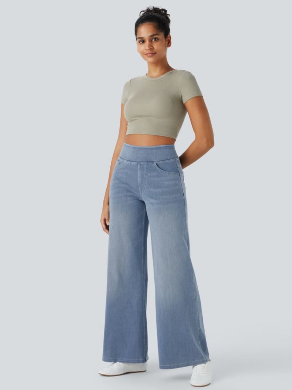 HALARA Light Blue High-Rise Wide Leg Jeans